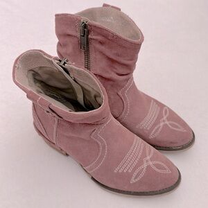 Sundance | Etta Cowboy Western Side Zip Suede Short Boots Pink (EU 36/US 6.5)